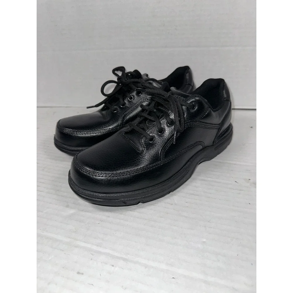 Rockport Mens 8.5 XW Black Leather‎ Walking Shoes Lace Up Padded Collar RP7210